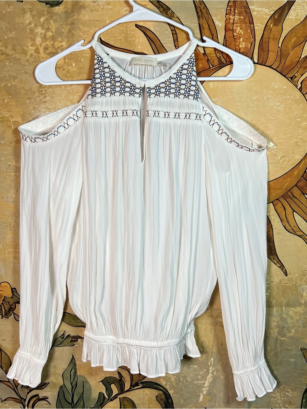 Ramy Brook Embroidered Shoulder Cutout Top size XS